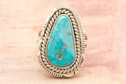 Artie Yellowhorse Genuine Candelaria Turquoise Sterling Silver Ring